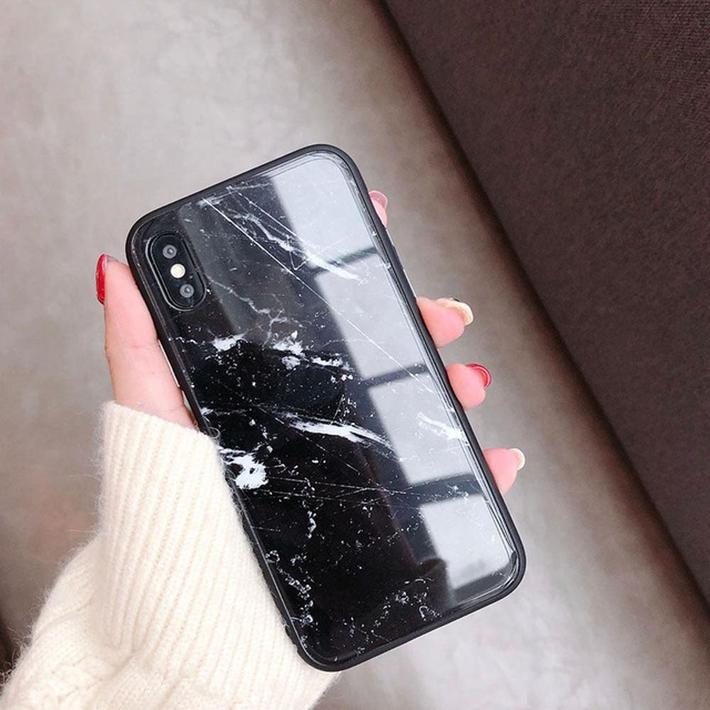 Marble glass phone case