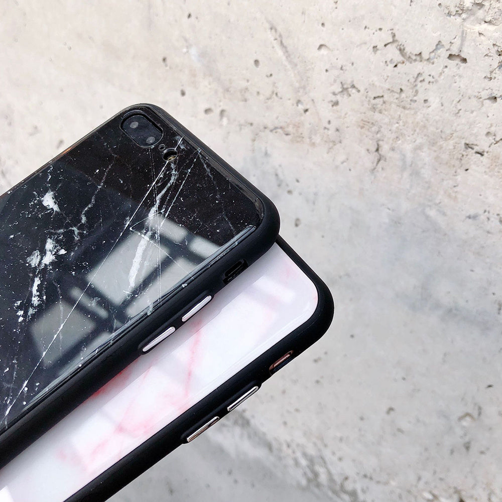 Marble glass phone case