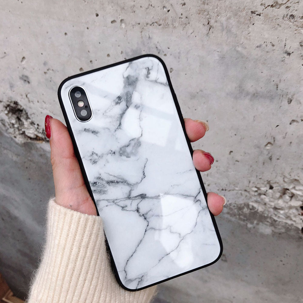 Marble glass phone case