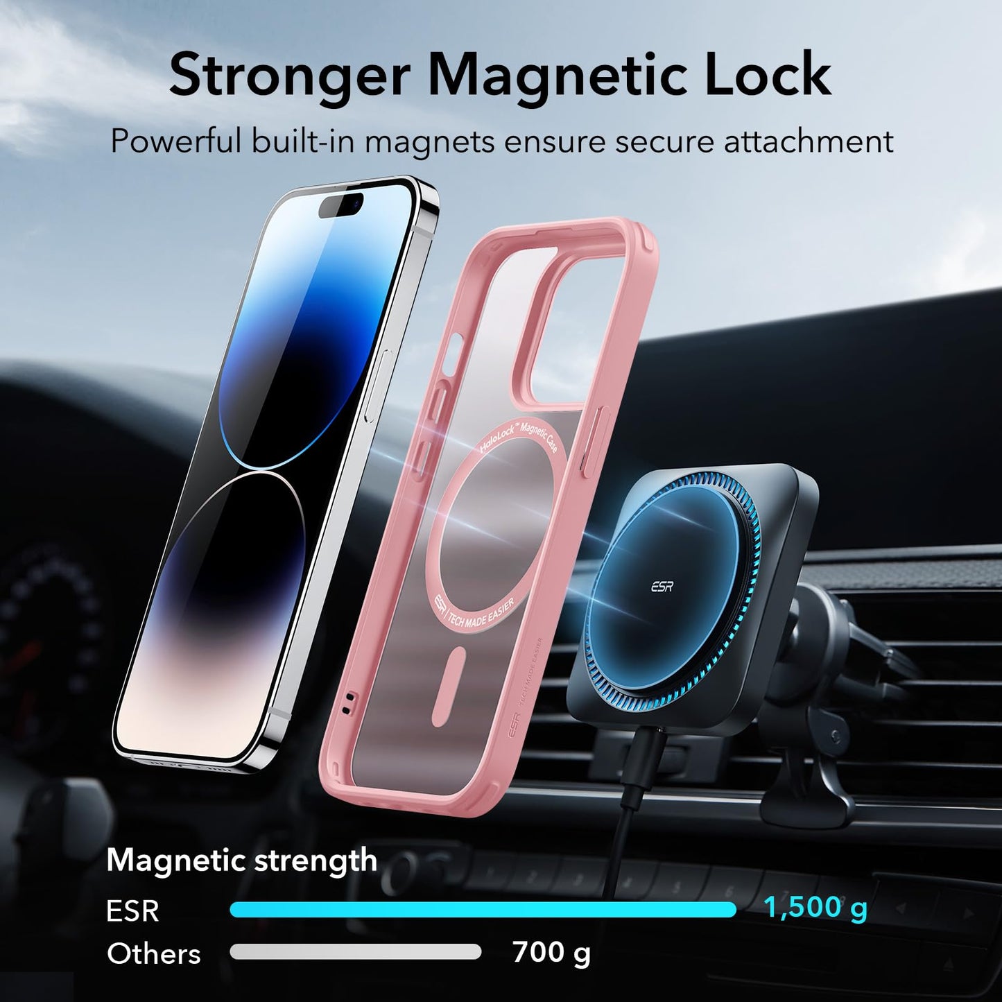 ESR for iPhone 14 Case/iPhone 13 Case, Compatible with MagSafe, Shockproof Military-Grade Protection, Magnetic Phone Case for iPhone 14/13, Classic Hybrid Case (HaloLock), Clear