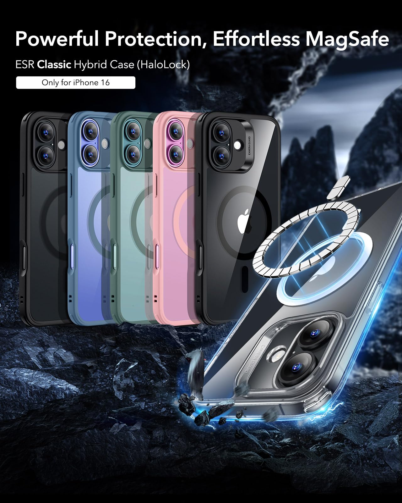 ESR for iPhone 14 Case/iPhone 13 Case, Compatible with MagSafe, Shockproof Military-Grade Protection, Magnetic Phone Case for iPhone 14/13, Classic Hybrid Case (HaloLock), Clear