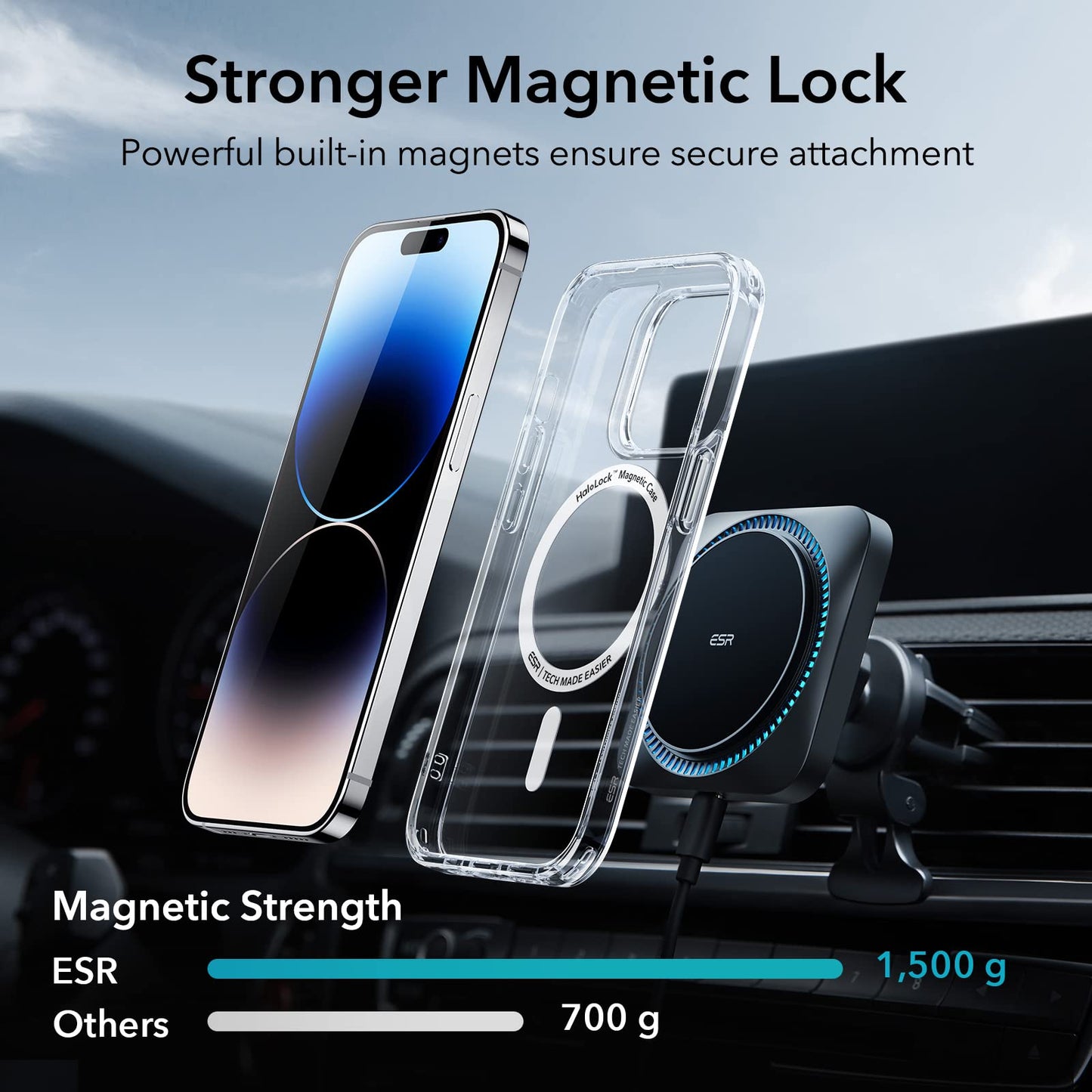 ESR for iPhone 14 Case/iPhone 13 Case, Compatible with MagSafe, Shockproof Military-Grade Protection, Magnetic Phone Case for iPhone 14/13, Classic Hybrid Case (HaloLock), Clear