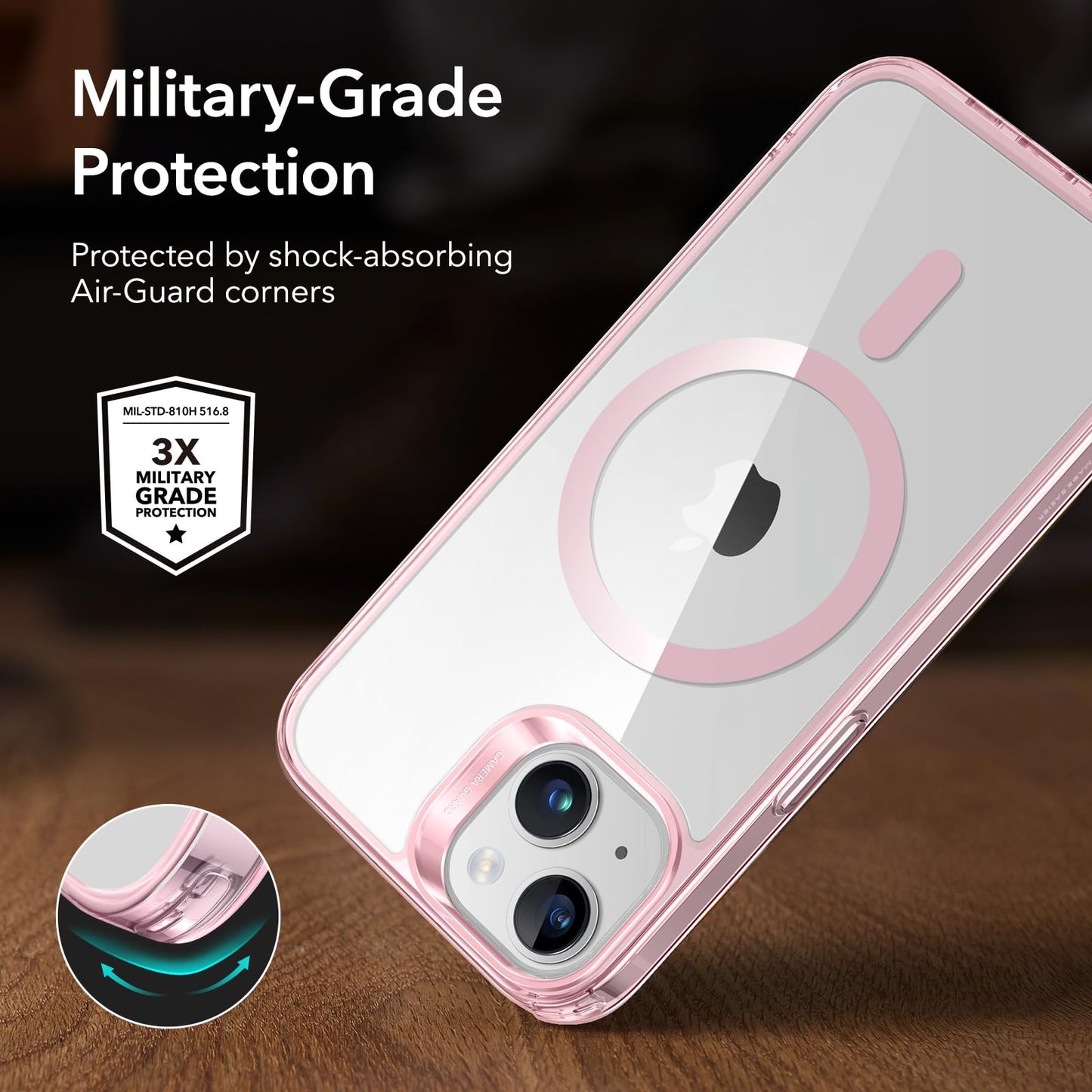 ESR for iPhone 14 Case/iPhone 13 Case, Compatible with MagSafe, Shockproof Military-Grade Protection, Magnetic Phone Case for iPhone 14/13, Classic Hybrid Case (HaloLock), Clear