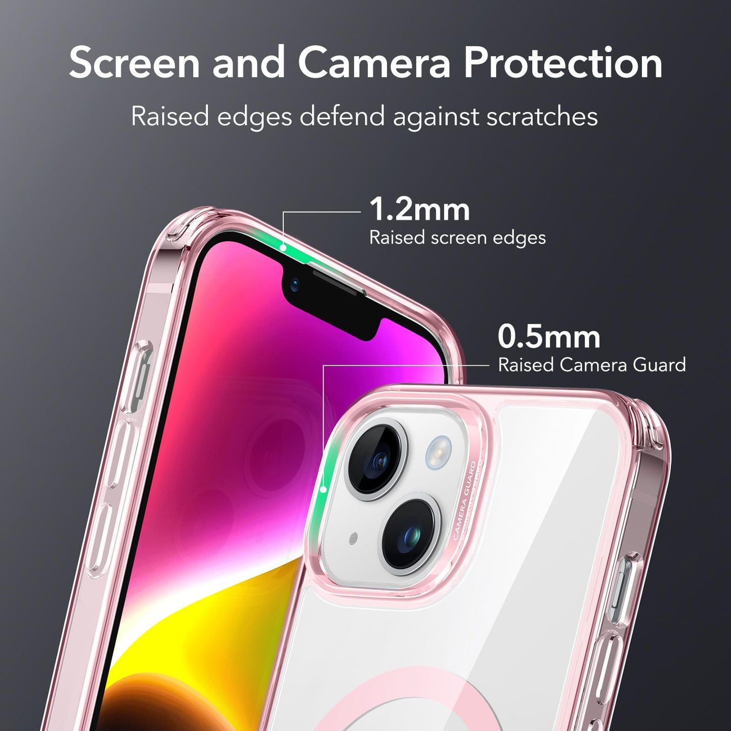 ESR for iPhone 14 Case/iPhone 13 Case, Compatible with MagSafe, Shockproof Military-Grade Protection, Magnetic Phone Case for iPhone 14/13, Classic Hybrid Case (HaloLock), Clear