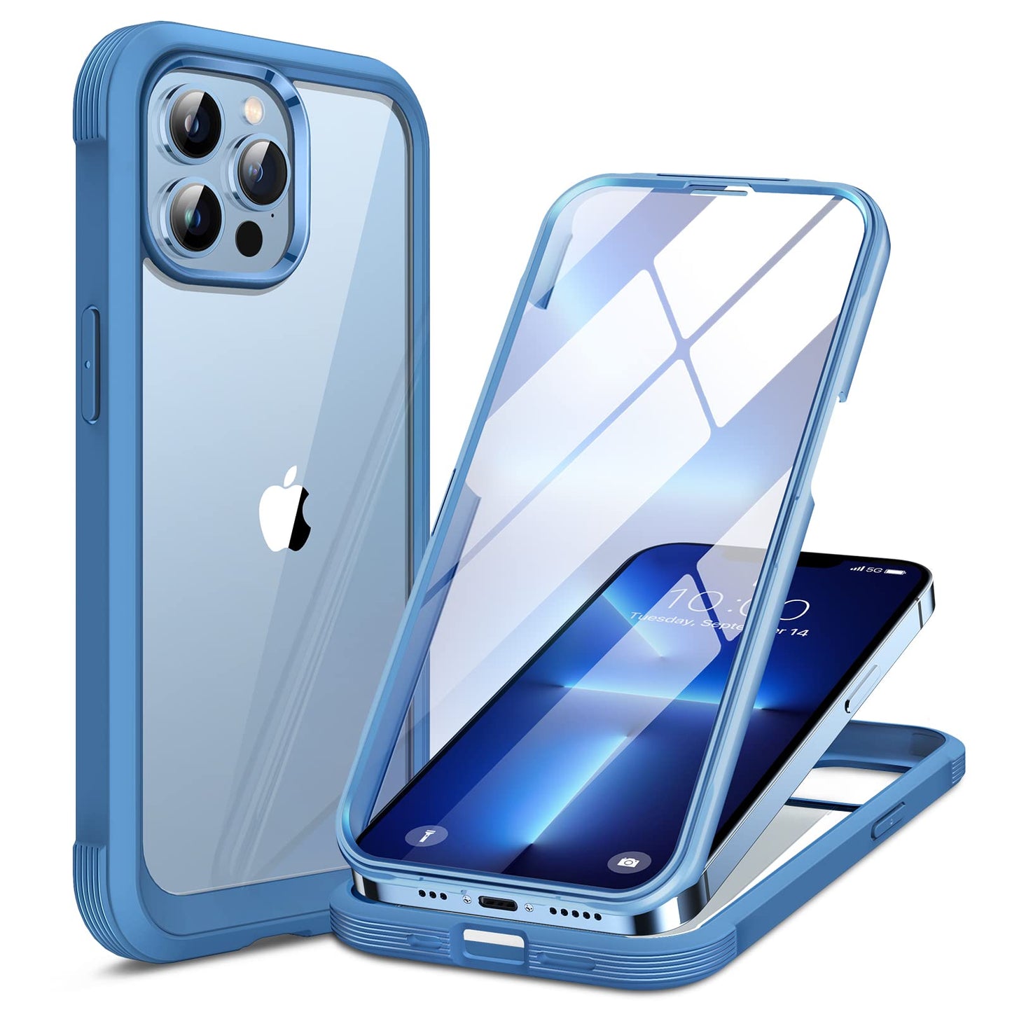 Miracase Magnetic for iPhone 15 Pro Max Case 6.7'' [Compatible with Magsafe] Full-Body Drop Proof Bumper Phone Case for iPhone 15 Pro Max with Built-in 9H Tempered Glass Screen Protector,Blue