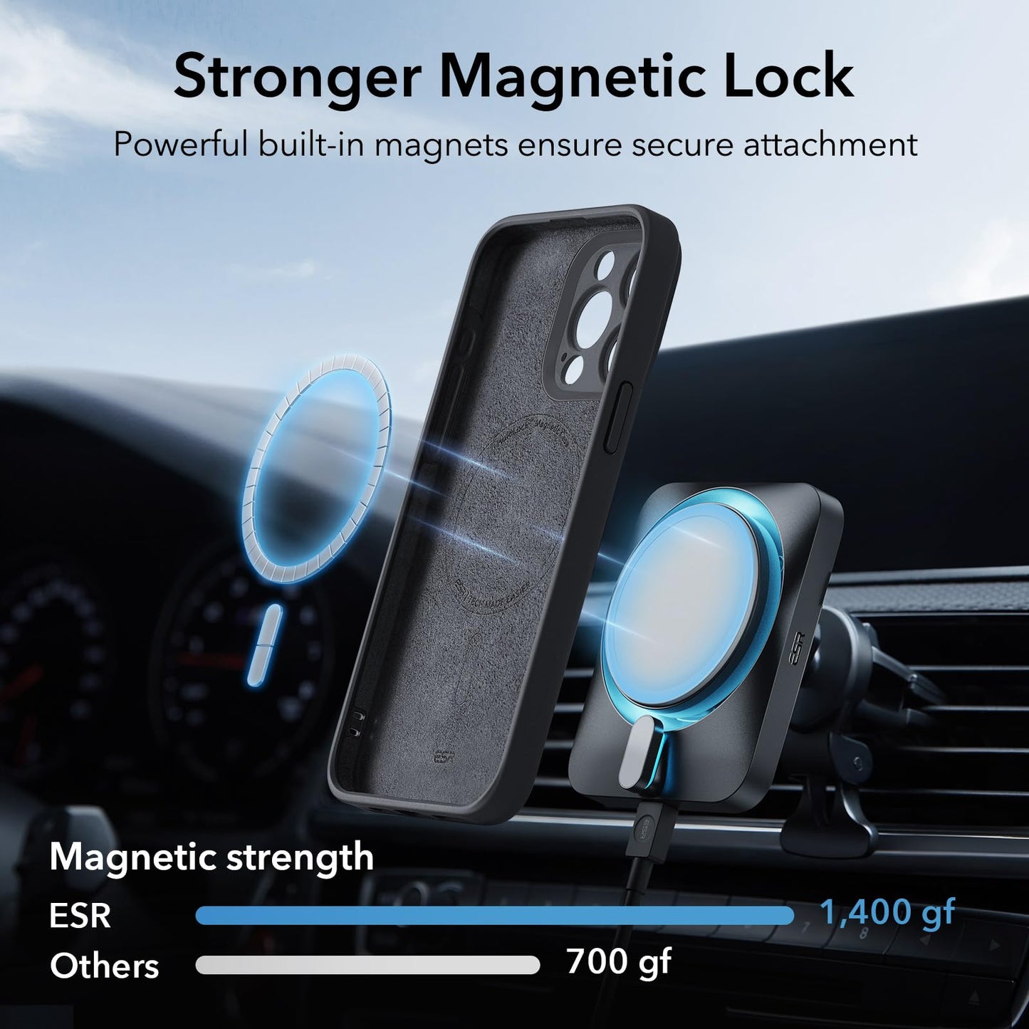 ESR for iPhone 14 Case/iPhone 13 Case, Compatible with MagSafe, Shockproof Military-Grade Protection, Magnetic Phone Case for iPhone 14/13, Classic Hybrid Case (HaloLock), Clear