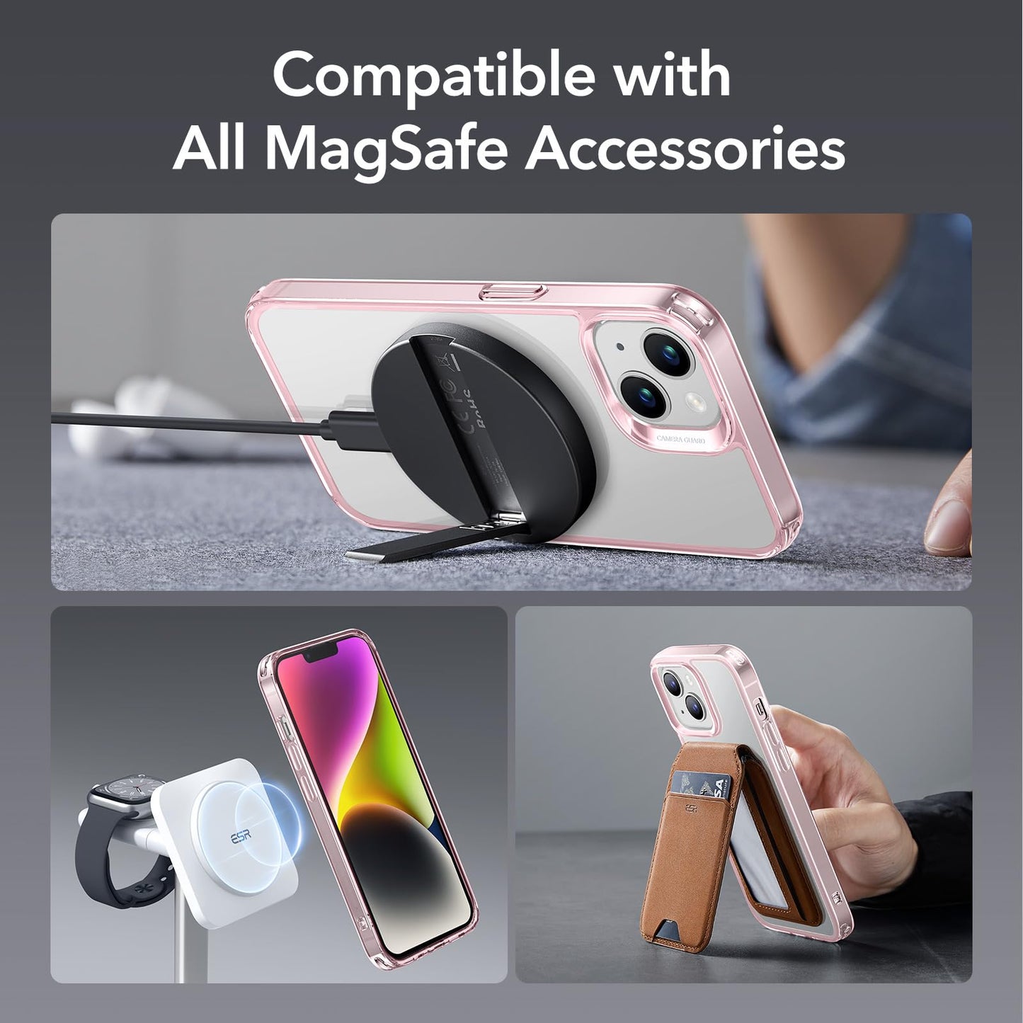 ESR for iPhone 14 Case/iPhone 13 Case, Compatible with MagSafe, Shockproof Military-Grade Protection, Magnetic Phone Case for iPhone 14/13, Classic Hybrid Case (HaloLock), Clear