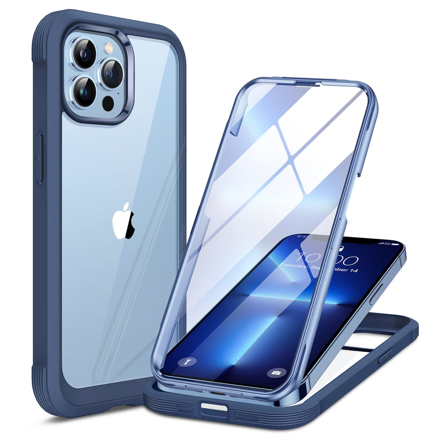 Miracase Magnetic for iPhone 15 Pro Max Case 6.7'' [Compatible with Magsafe] Full-Body Drop Proof Bumper Phone Case for iPhone 15 Pro Max with Built-in 9H Tempered Glass Screen Protector,Blue