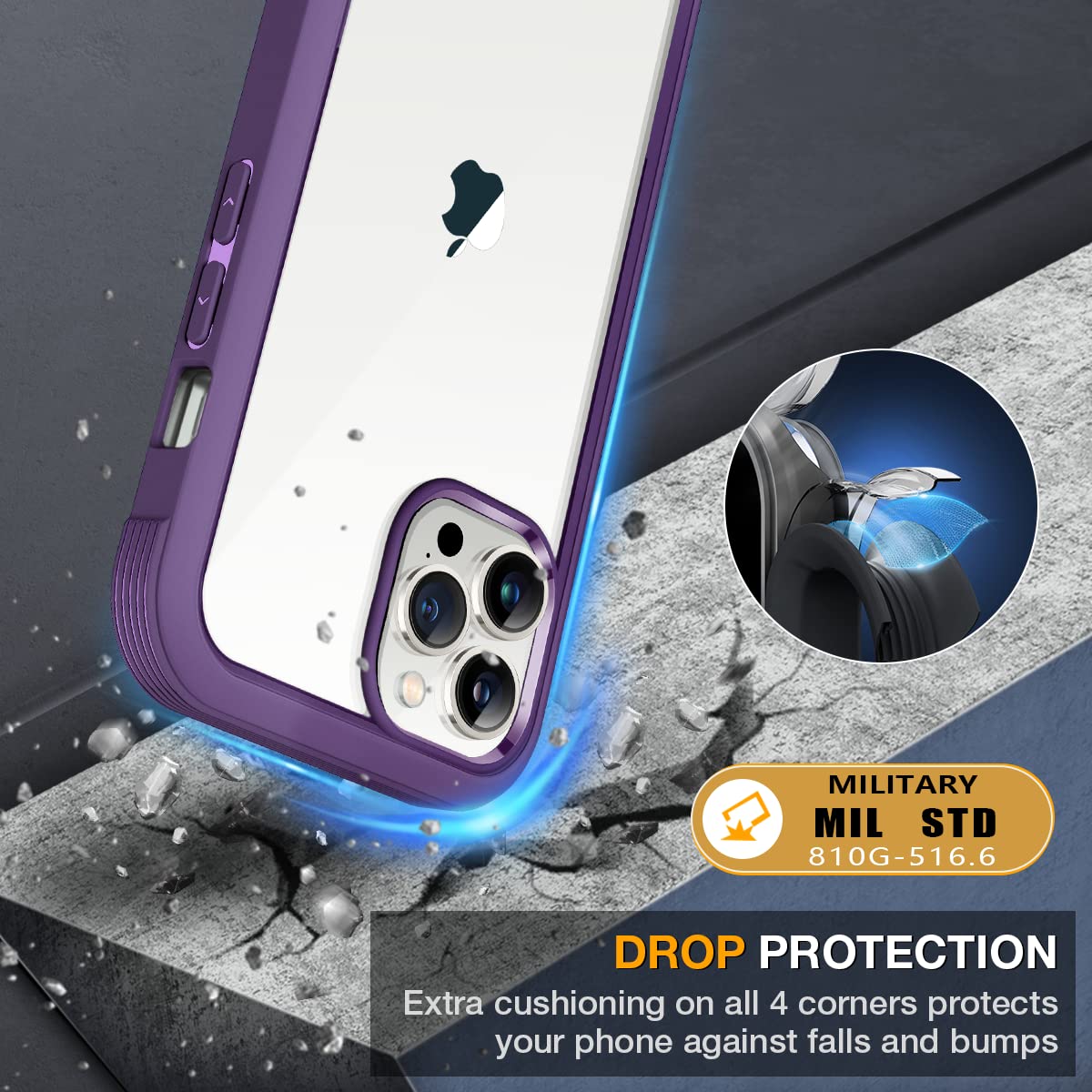 Miracase Magnetic for iPhone 15 Pro Max Case 6.7'' [Compatible with Magsafe] Full-Body Drop Proof Bumper Phone Case for iPhone 15 Pro Max with Built-in 9H Tempered Glass Screen Protector,Blue