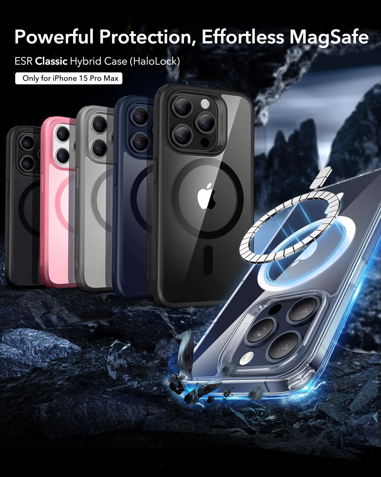 ESR for iPhone 14 Case/iPhone 13 Case, Compatible with MagSafe, Shockproof Military-Grade Protection, Magnetic Phone Case for iPhone 14/13, Classic Hybrid Case (HaloLock), Clear